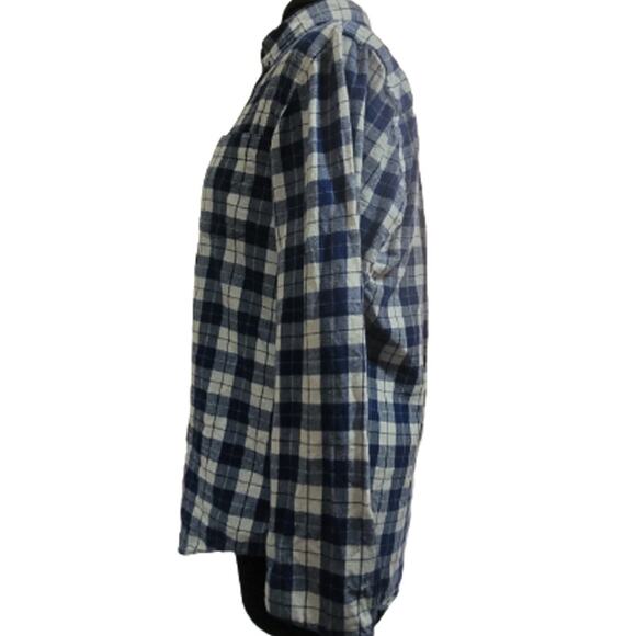 Blue and White Plaid Flannel Button Up Shirt Size Small - Picture 4 of 4